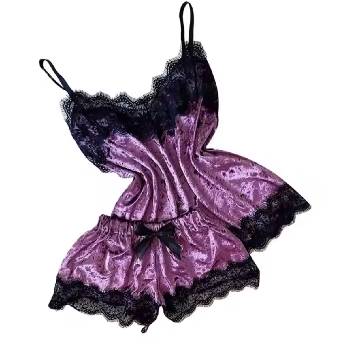 Velvet Sexy Lingerie Set – Women’s Cami & Shorts Sleepwear in Red, Purple, Green, Blue, Grey & Pink