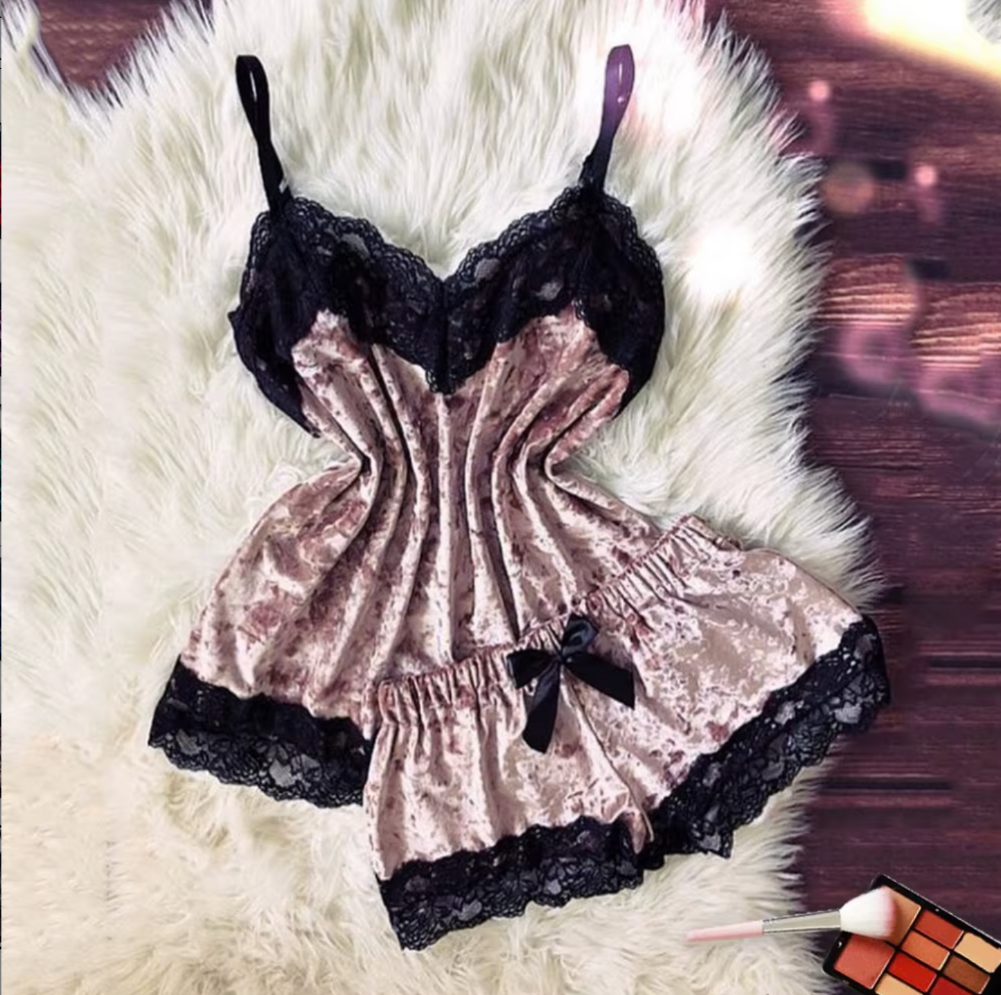 Velvet Sexy Lingerie Set – Women’s Cami & Shorts Sleepwear in Red, Purple, Green, Blue, Grey & Pink