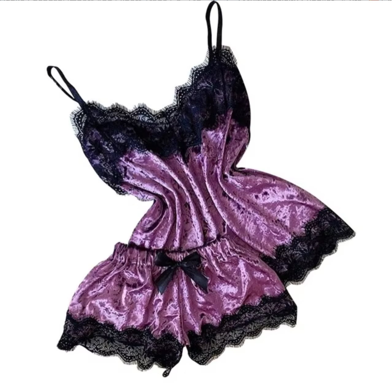 Velvet Sexy Lingerie Set – Women’s Cami & Shorts Sleepwear in Red, Purple, Green, Blue, Grey & Pink