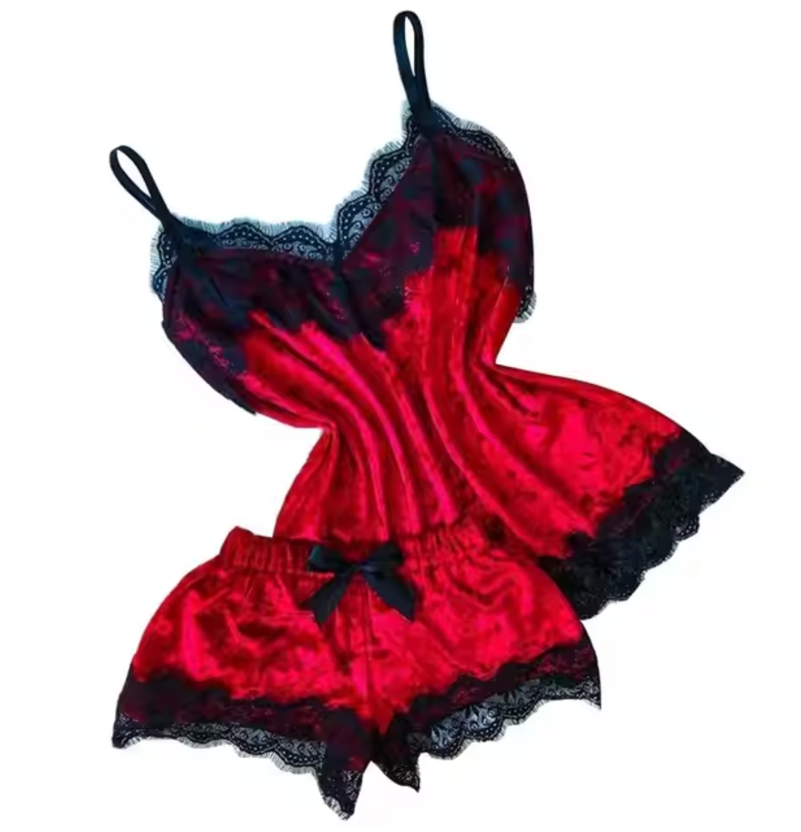 Velvet Sexy Lingerie Set – Women’s Cami & Shorts Sleepwear in Red, Purple, Green, Blue, Grey & Pink