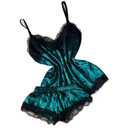 Velvet Sexy Lingerie Set – Women’s Cami & Shorts Sleepwear in Red, Purple, Green, Blue, Grey & Pink