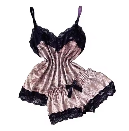Velvet Sexy Lingerie Set – Women’s Cami & Shorts Sleepwear in Red, Purple, Green, Blue, Grey & Pink
